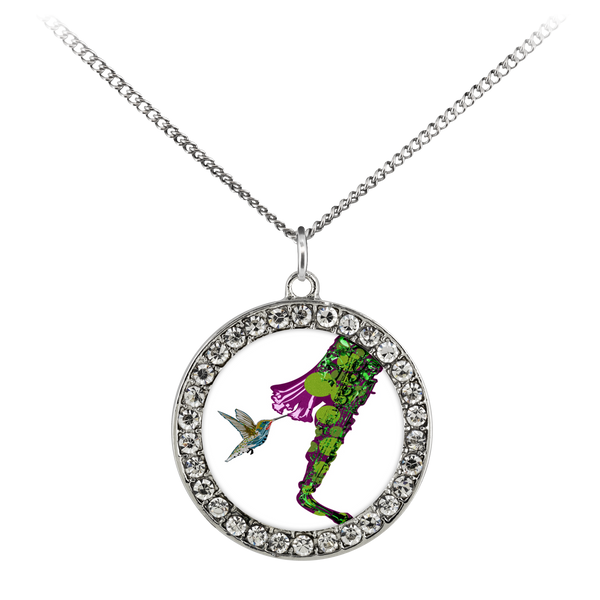 Hummingbird Necklace Stone Coin