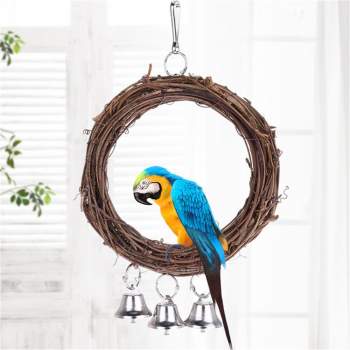 1 Set Rattan Pet Bird Parrot Swing Cage Toy Nature