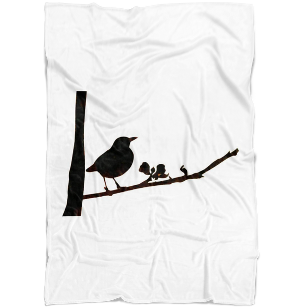 Black Bird Fleece Blanket