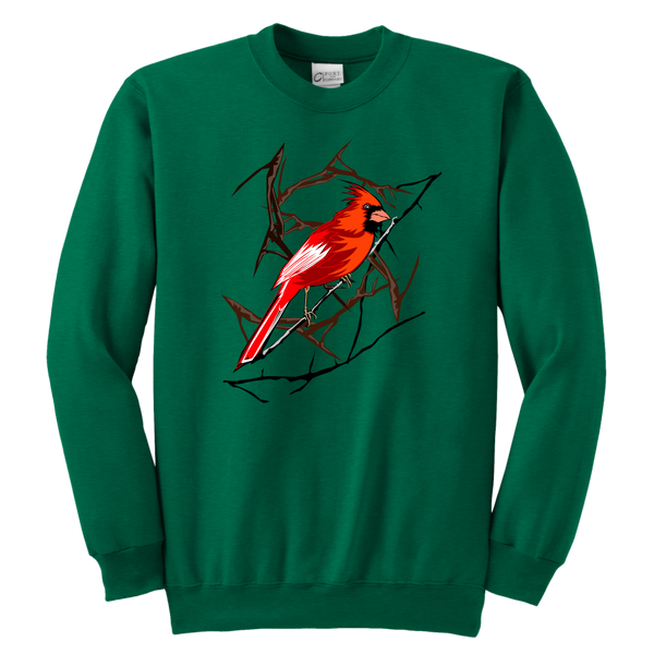 Northern Cardinal Bird Youth Crewneck Sweashirt