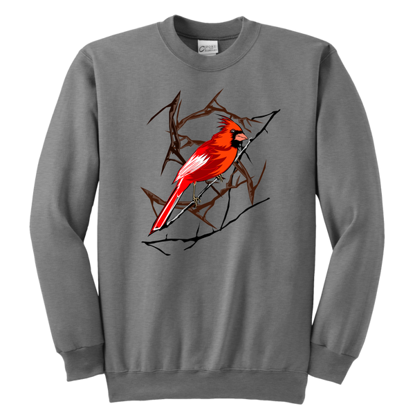Northern Cardinal Bird Youth Crewneck Sweashirt