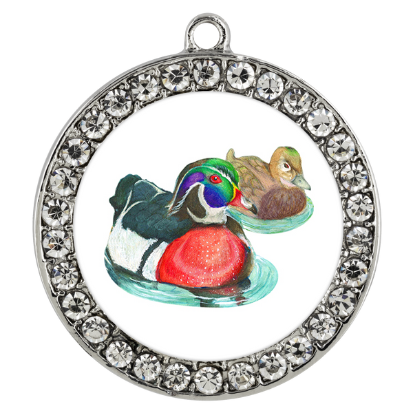 Wood Duck Necklace Stone Coin
