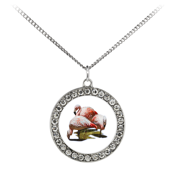 Flamingo Necklace Stone Coin