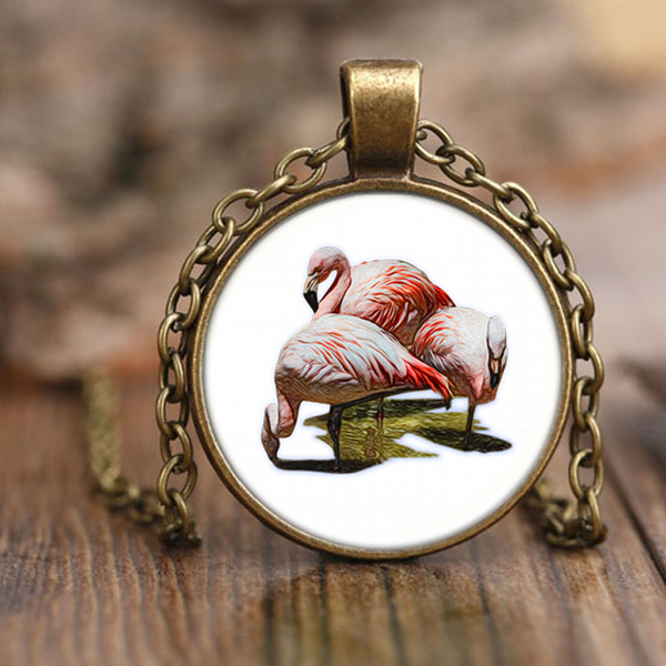 Flamingo Necklace Antique Brass