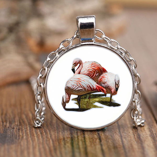Flamingo Necklace Antique Brass