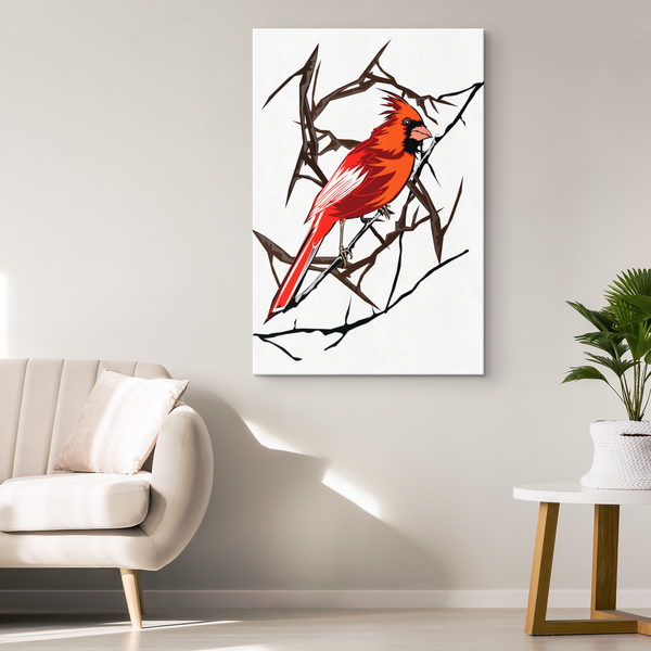Northern Cardinal Bird Rectangle Canvas Wrap