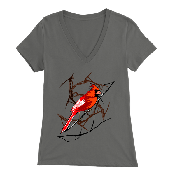 Northern Cardinal Bird Bella Women's V-Neck