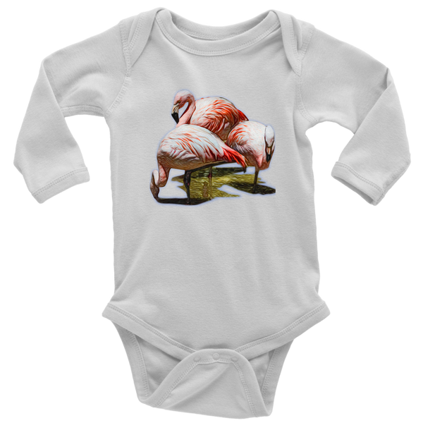 Flamingo Long Sleeve Baby Bodysuit