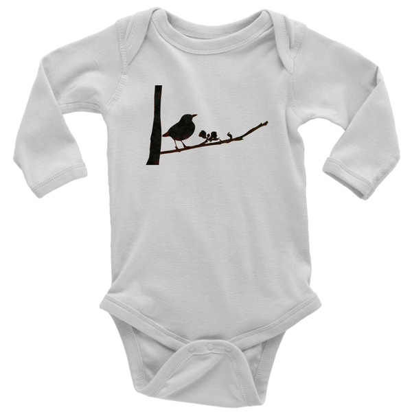 Black Bird Long Sleeve Baby Bodysuit