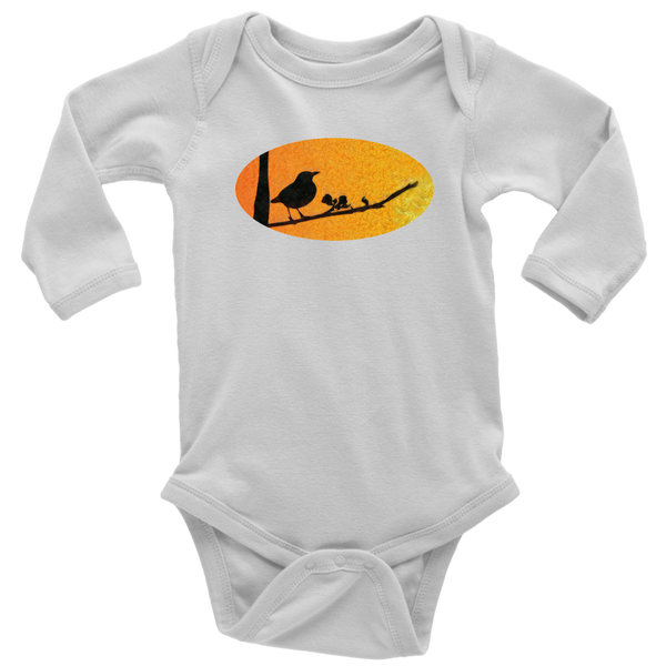 Black Bird Long Sleeve Baby Bodysuit