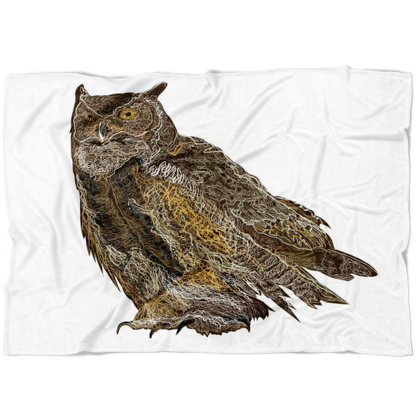 Great Horned Owl Fleece Blanket