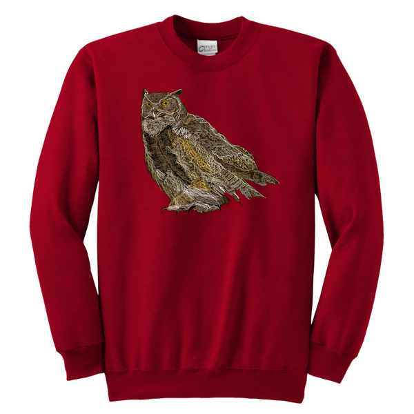 Great Horned Owl Youth Crewneck Sweatshirt