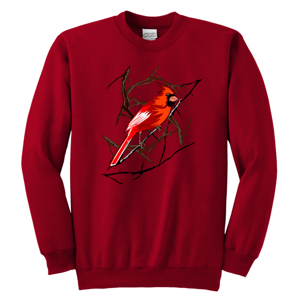 Northern Cardinal Bird Youth Crewneck Sweashirt
