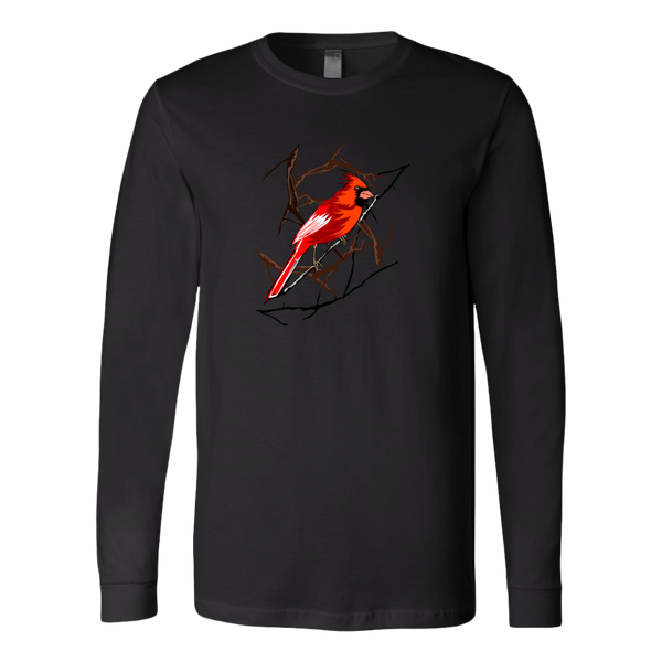 Northern Cardinal Bird Canvas Long Sleeve Shirt