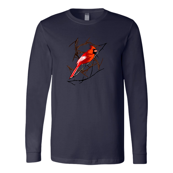 Northern Cardinal Bird Canvas Long Sleeve Shirt