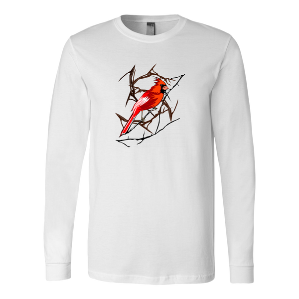 Northern Cardinal Bird Canvas Long Sleeve Shirt