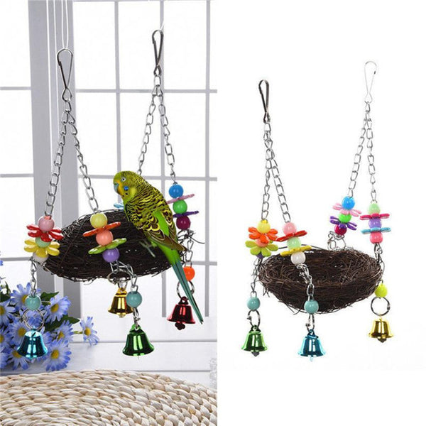 Color Jewelry Pet Parrot Bird Nest Hammock Swing