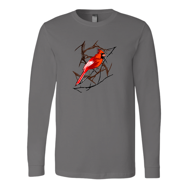 Northern Cardinal Bird Canvas Long Sleeve Shirt