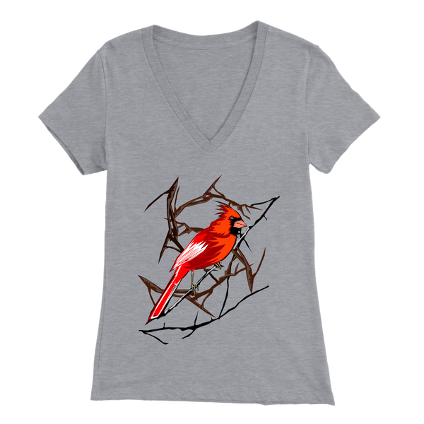Northern Cardinal Bird Bella Women's V-Neck