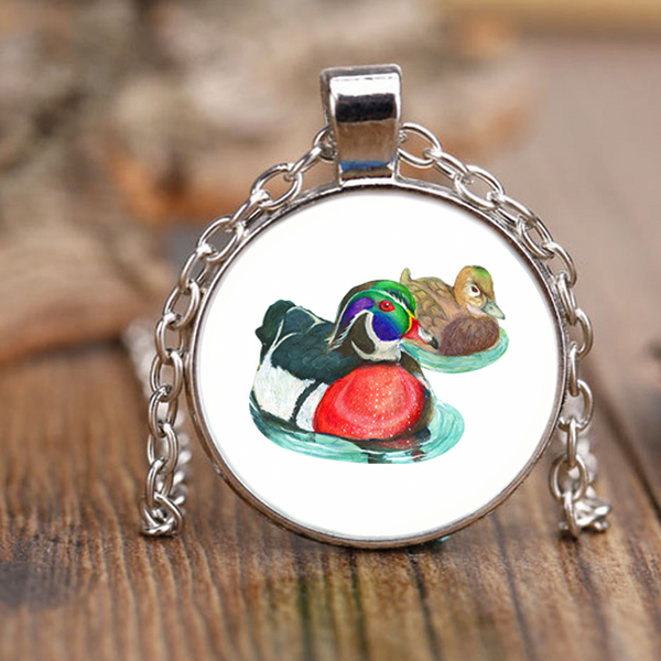 Wood Duck Necklace Antique Brass