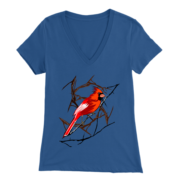 Northern Cardinal Bird Bella Women's V-Neck