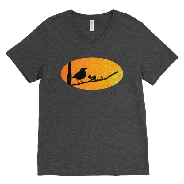 Black Bird Canvas Mens V-Neck
