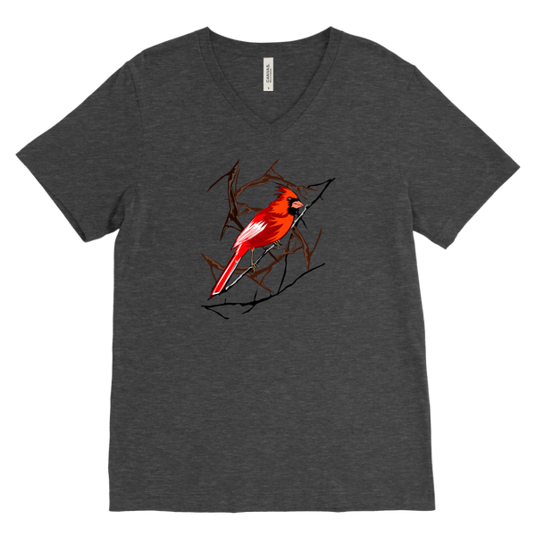 Northern Cardinal Bird Canvas Men's V-Neck