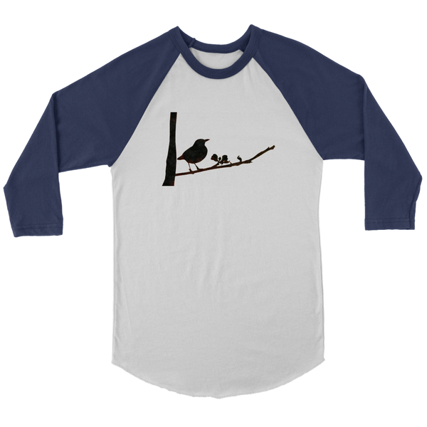 Black Bird Canvas Unisex 3/4 Raglan