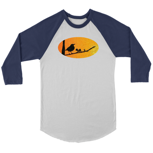 Black Bird Canvas Unisex 3/4 Raglan
