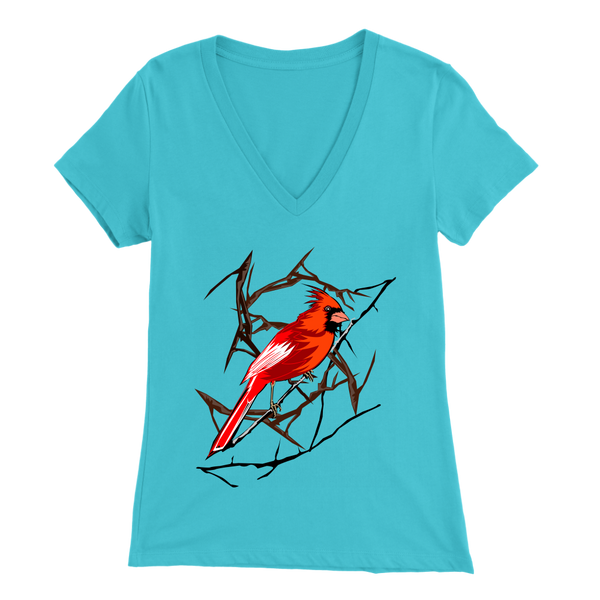 Northern Cardinal Bird Bella Women's V-Neck