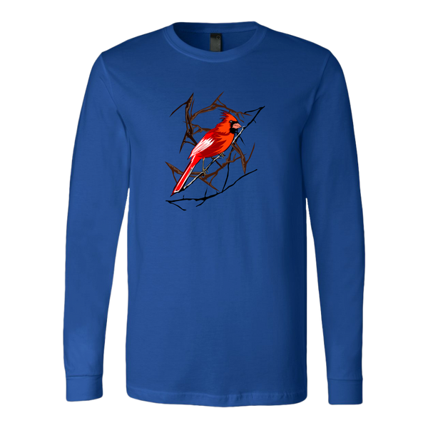Northern Cardinal Bird Canvas Long Sleeve Shirt