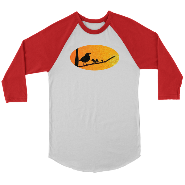 Black Bird Canvas Unisex 3/4 Raglan