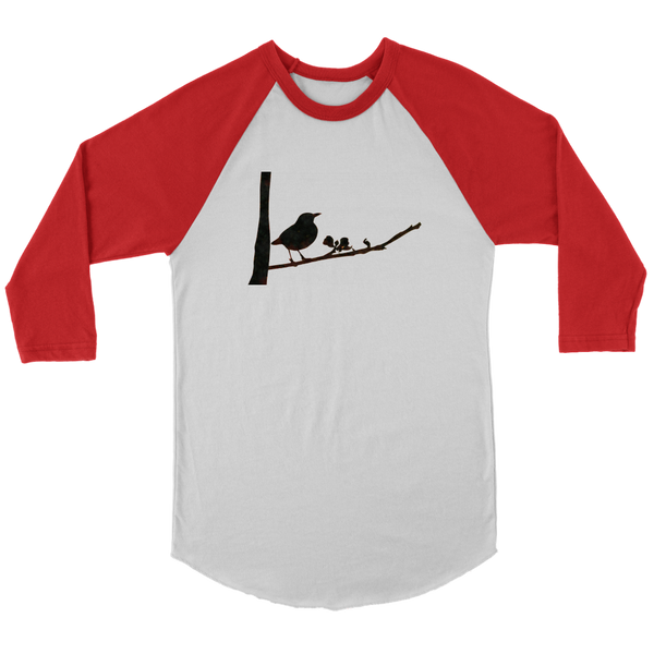 Black Bird Canvas Unisex 3/4 Raglan