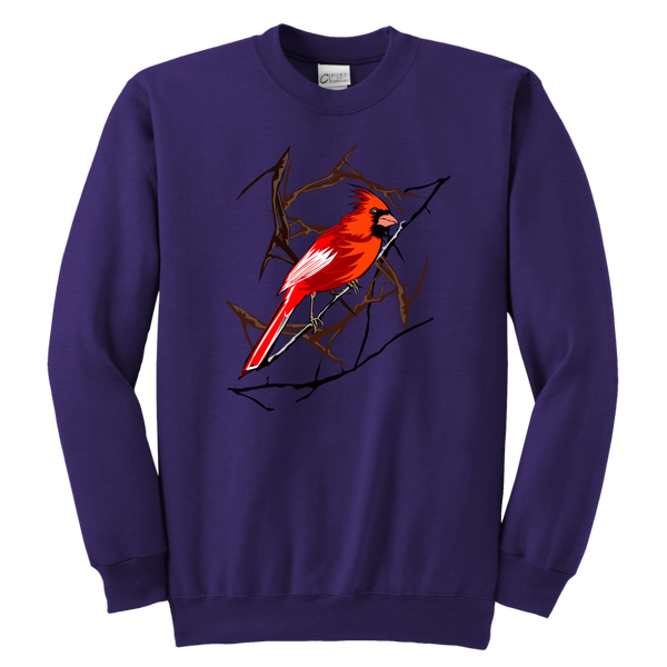 Northern Cardinal Bird Youth Crewneck Sweashirt