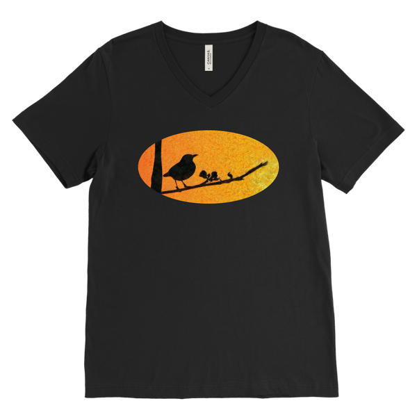 Black Bird Canvas Mens V-Neck