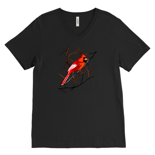 Northern Cardinal Bird Canvas Men's V-Neck