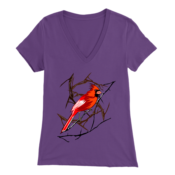 Northern Cardinal Bird Bella Women's V-Neck