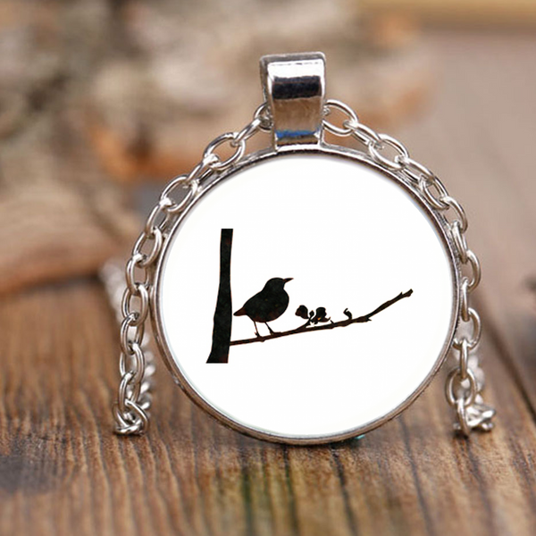 Black Bird Necklace Antique Brass