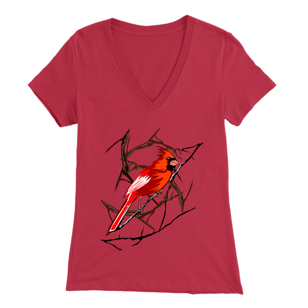 Northern Cardinal Bird Bella Women's V-Neck