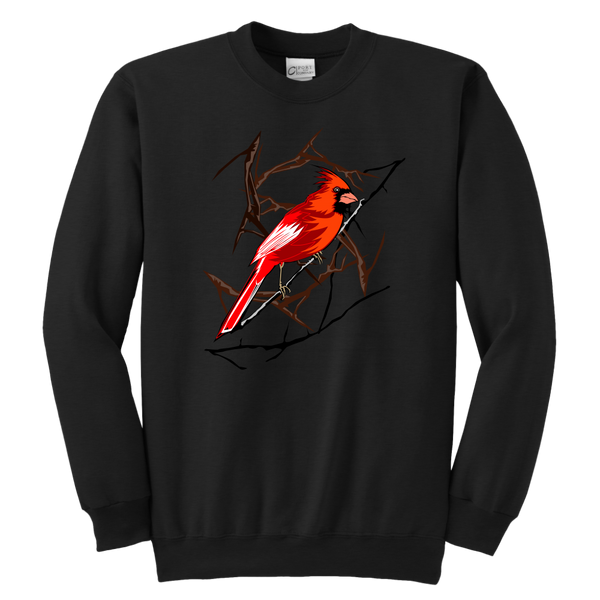 Northern Cardinal Bird Youth Crewneck Sweashirt