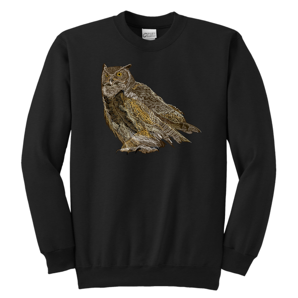 Great Horned Owl Youth Crewneck Sweatshirt