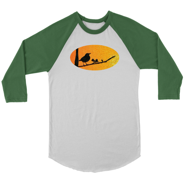 Black Bird Canvas Unisex 3/4 Raglan
