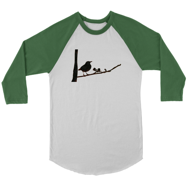 Black Bird Canvas Unisex 3/4 Raglan