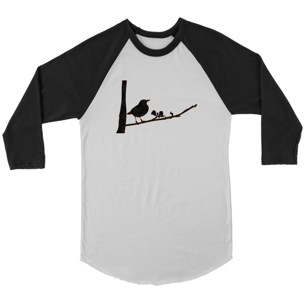 Black Bird Canvas Unisex 3/4 Raglan