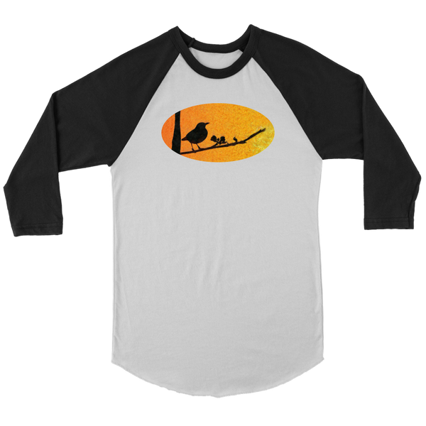 Black Bird Canvas Unisex 3/4 Raglan