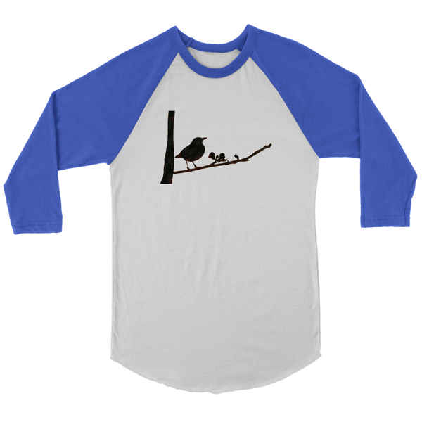 Black Bird Canvas Unisex 3/4 Raglan