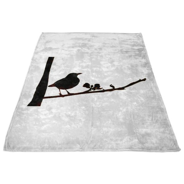 Black Bird Fleece Blanket