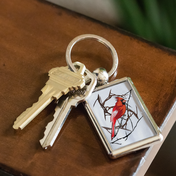 Northern Cardinal Bird Keychain