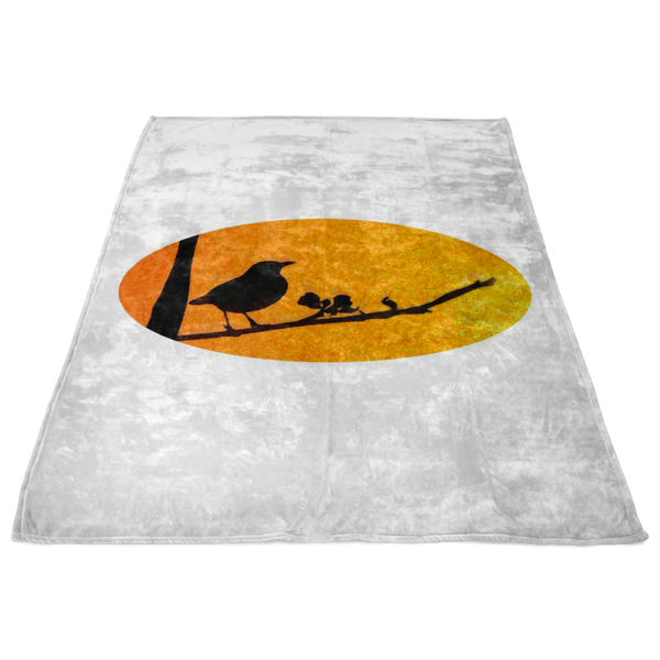 Black Bird Fleece Blanket
