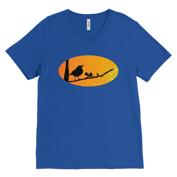 Black Bird Canvas Mens V-Neck
